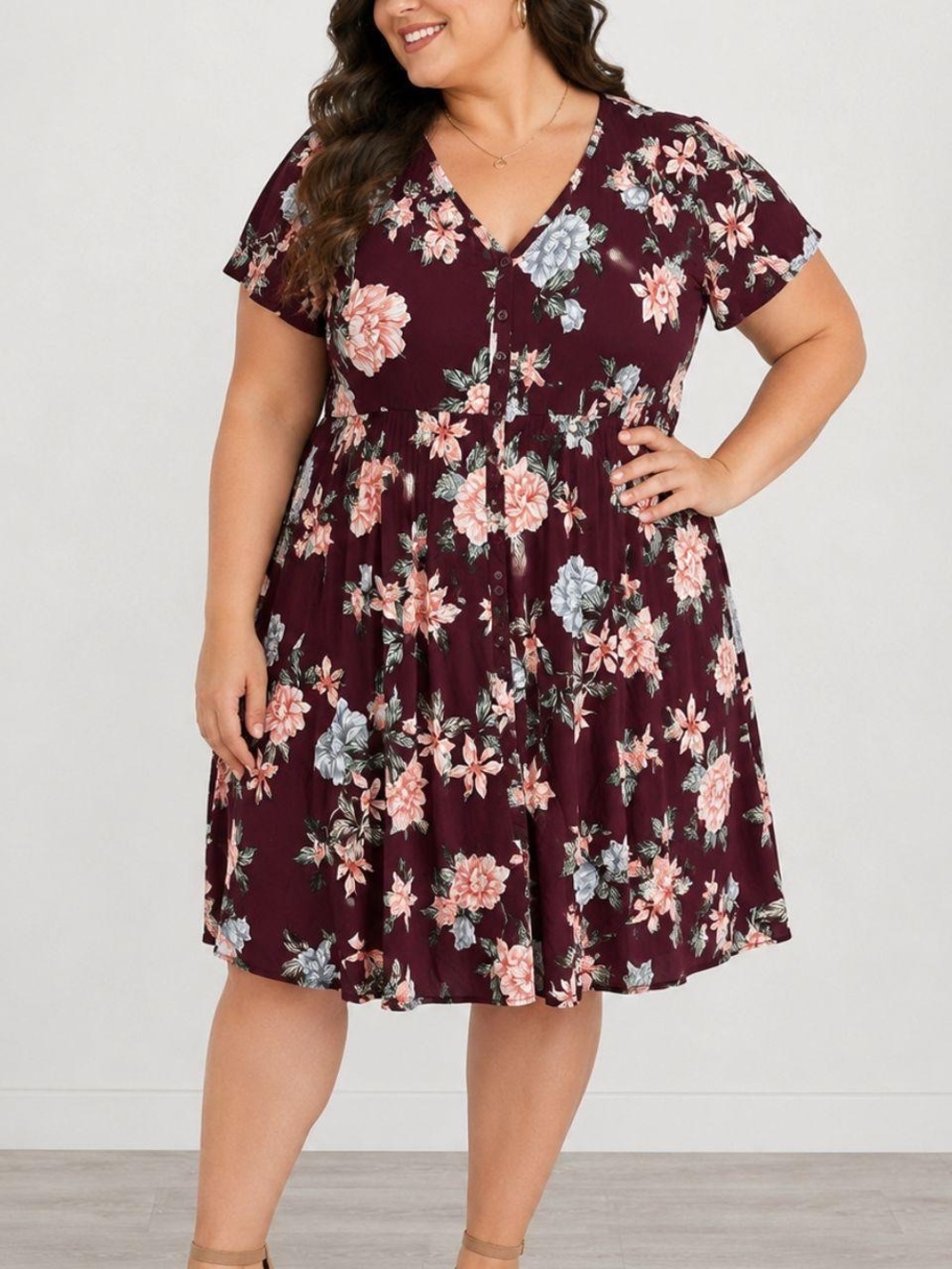 Torrid Burgundy Floral Dress